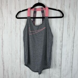 Nike gray and pink open back tank XS